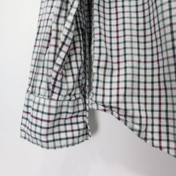 J. Crew Mens Long Sleeve Shirt Flex Washed  Green/White Plaid Size M - Picture 8 of 13